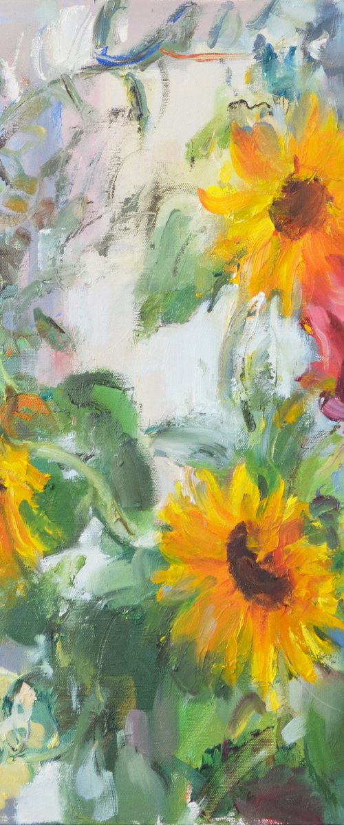 Sunflowers and lily by Nelina Trubach-Moshnikova