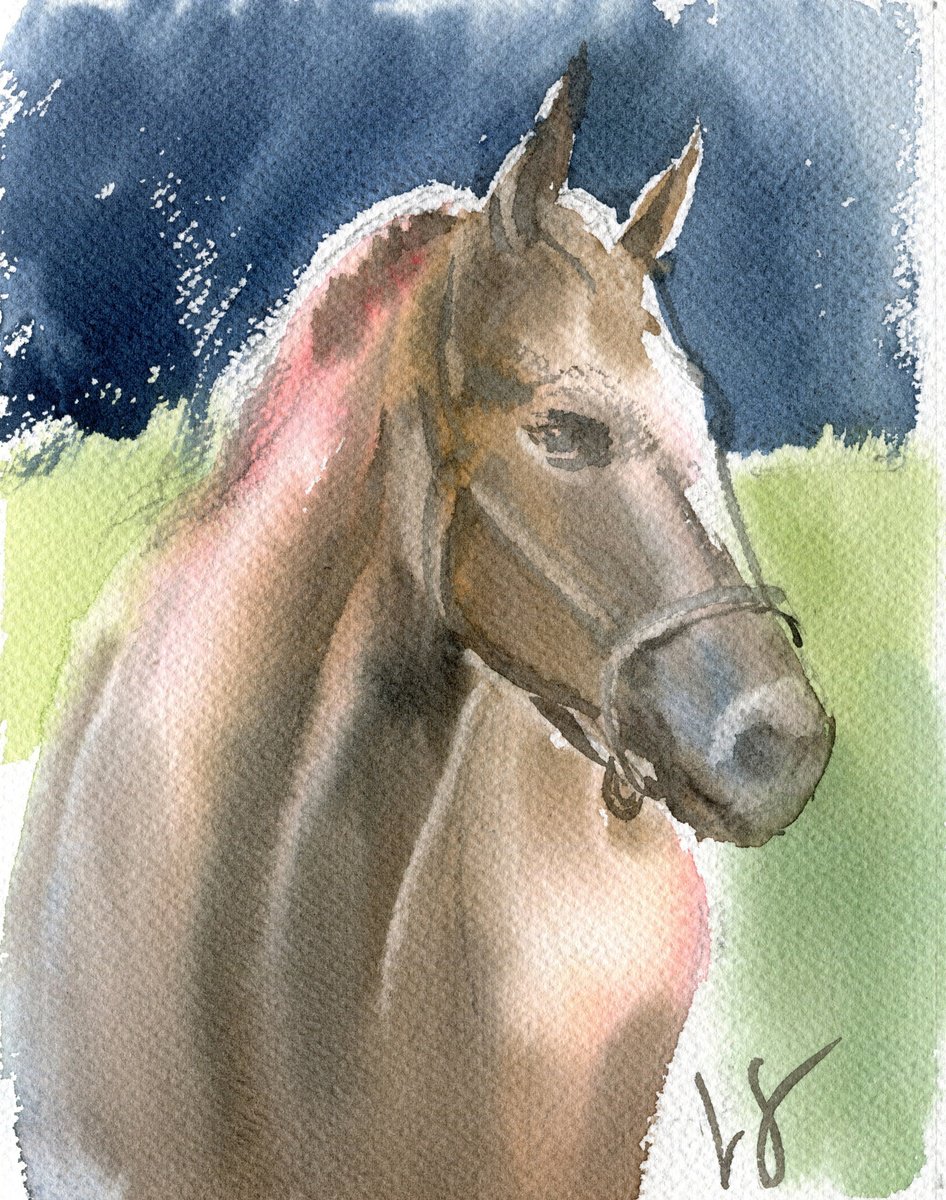 Impressionistic Animal Watercolour By Svitlana Lagutina, 6 X 7", The Horse, Original Artwork