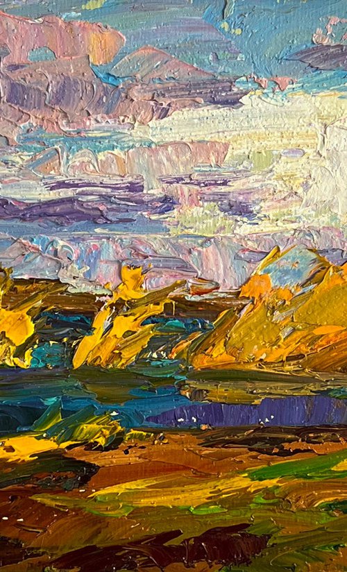 Autumn Sunset by the River by Boris Serdyuk