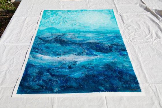 Blue abstract water landscape - sea - ocean deco design