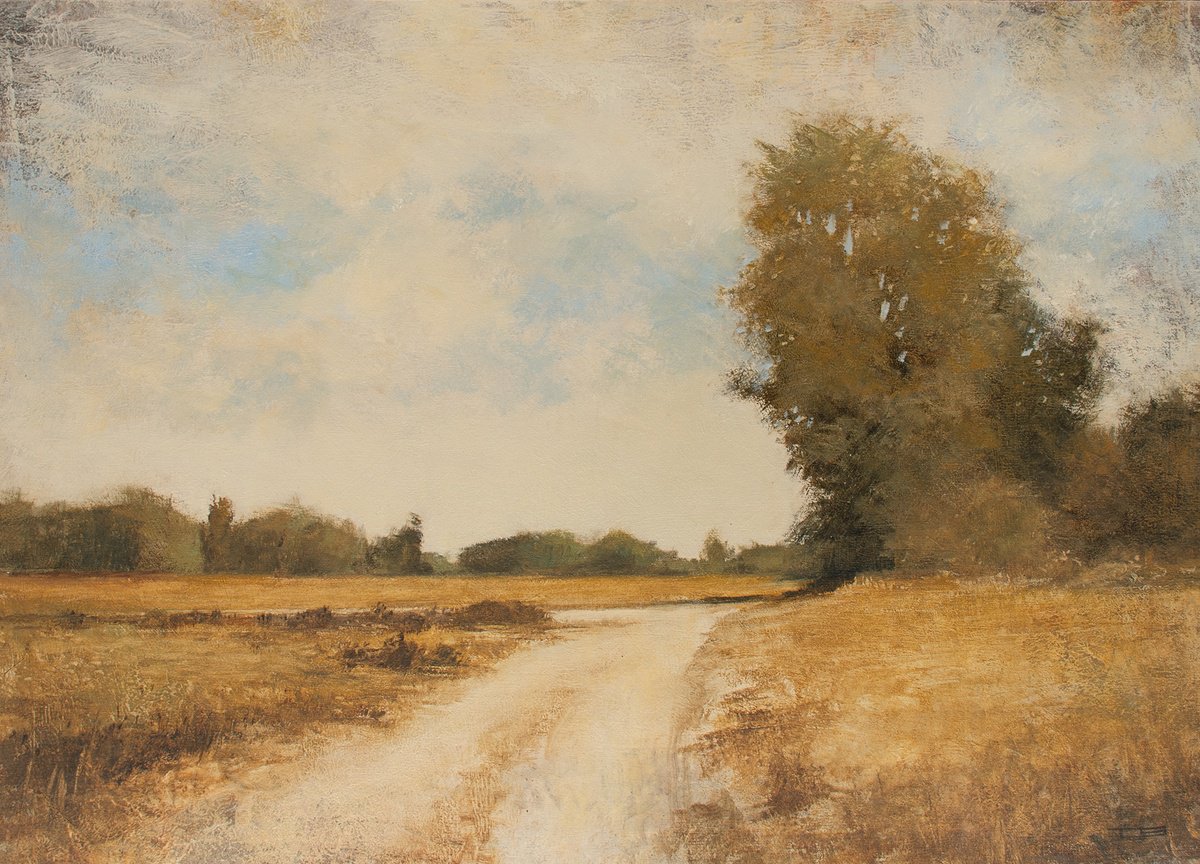 Impressionistic Landscape Oil Painting By Don Bishop, 16 X 12, Country Road 240204, Original Artwork