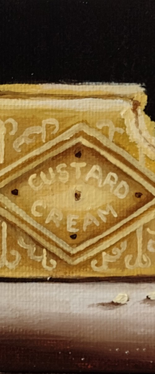 Little Custard Cream biscuit cookie still life by Jane Palmer Art