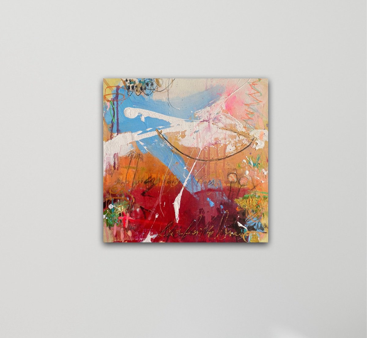 Organic Abstract Acrylic Painting By Bea Schubert, 16 X 16, Life Is For The Brave No.2, Original Artwork