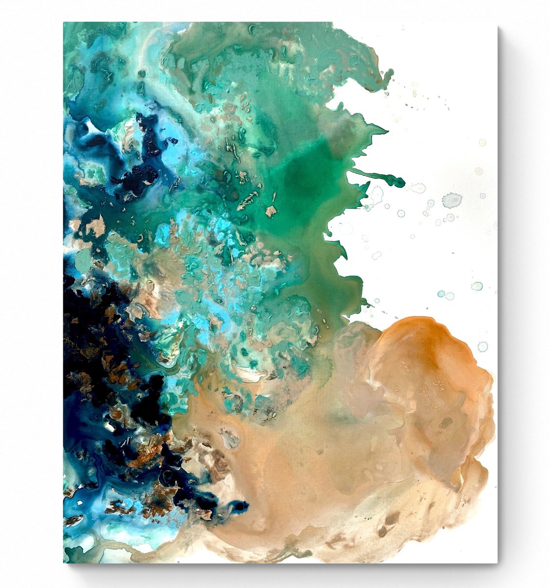 Abstract Acrylic Painting By Cristina Dalla Valentina, 31 X 39, Winter By The Sea 17, Original Artwork