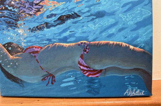 Underneath X - Miniature swimming painting