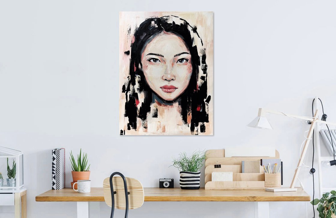 Asian girl portrait Oil painting by Marina Ogai | Artfinder