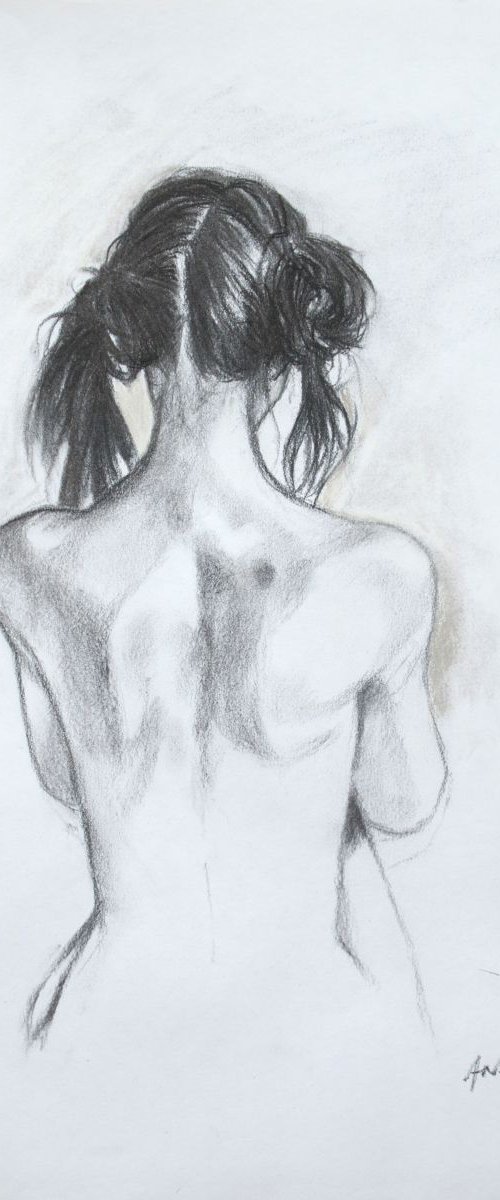 Young Girl With Bunches II Sketch by Andre Leonard