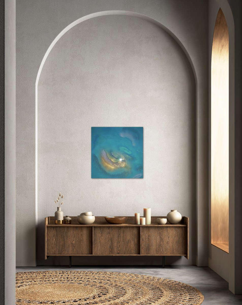 Organic Abstract Painting By Ana Hefco, 24 X 24, Floating Thoughts, Original Artwork