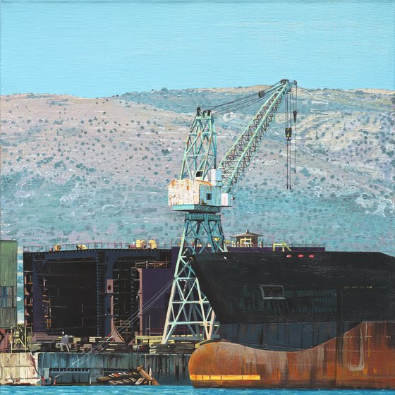 Shipyard with crane