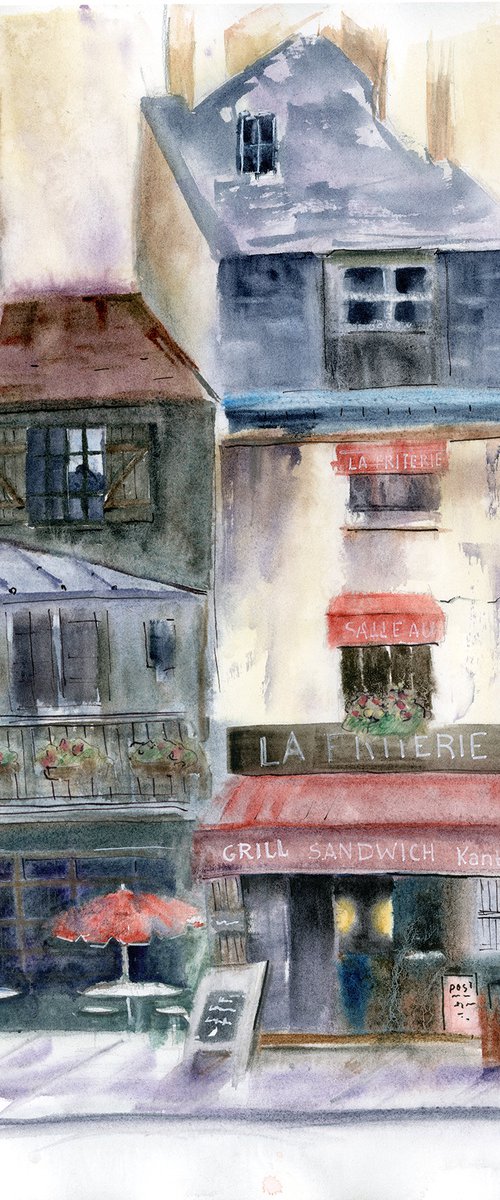 Medieval building in Paris sketch by Olga Tchefranov (Shefranov)