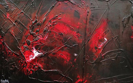 Black Red Sun 160cm x 100cm Black Red Abstract Art