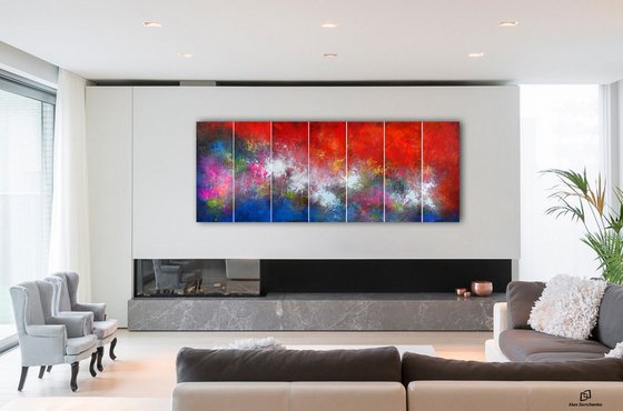 210x80cm. /Panoramic Painting  / 7 in 1 / Alex Senchenko © 2019 /  Ice and Flames