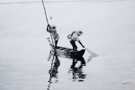 Two men in a boat