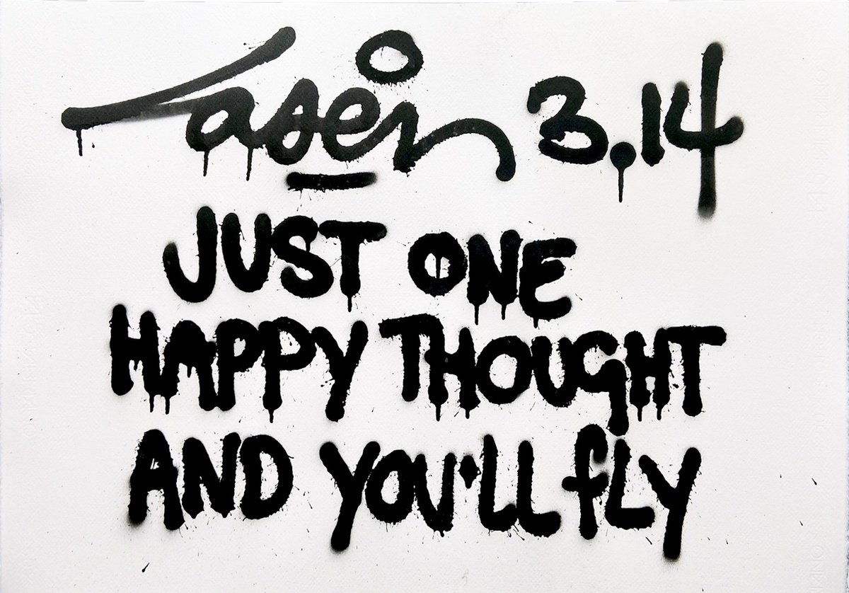 Urban And Pop Abstract Painting By Laser 3.14, 28 X 20", Just One Happy Thought, Original Artwork