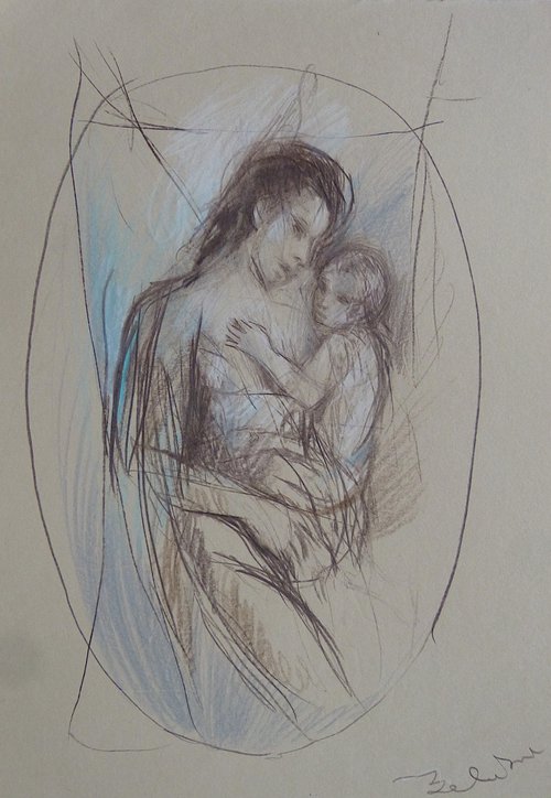 Mother and child, 21x29 cm by Frederic Belaubre