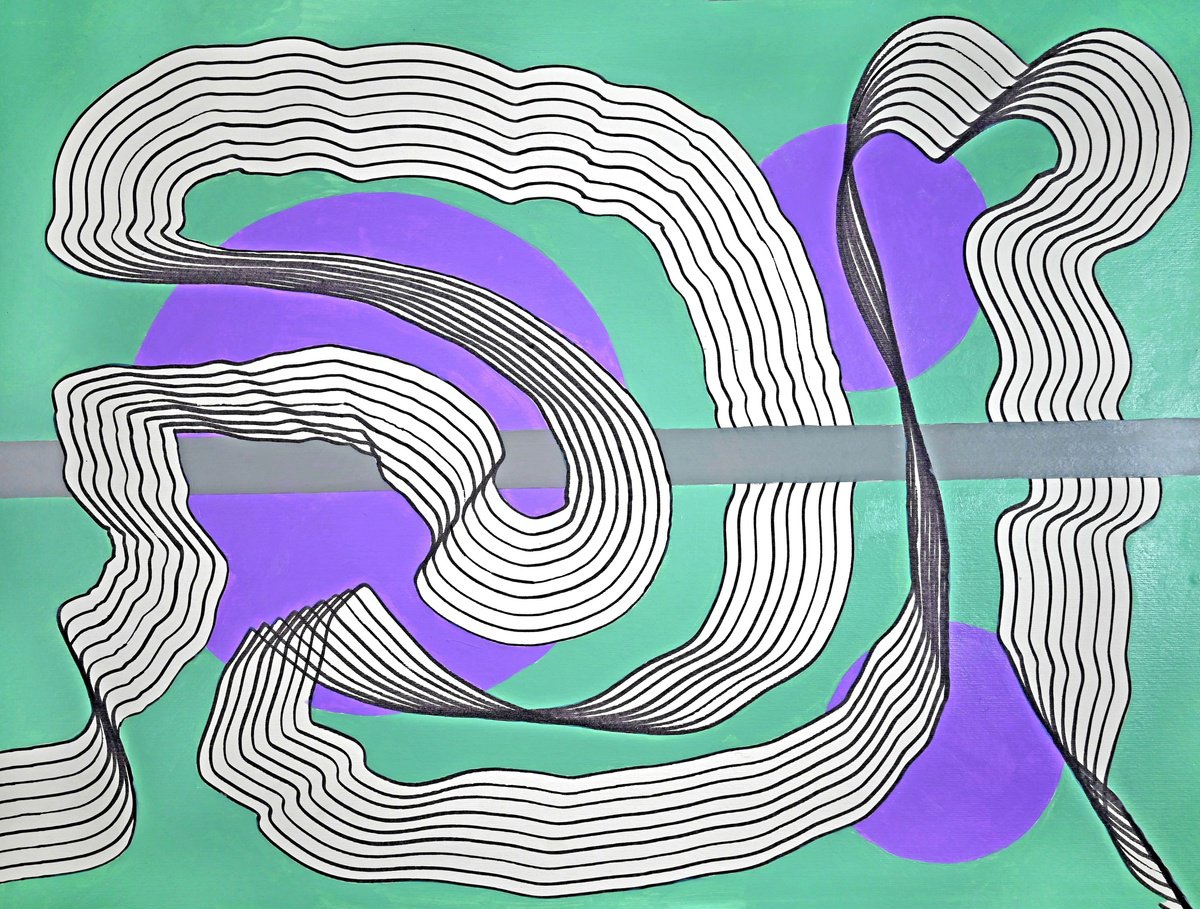 Abstract Ink Drawing , Cool Lavender By Sumit Mehndiratta, 30 X 22, Artwork For Sale On Artfinder