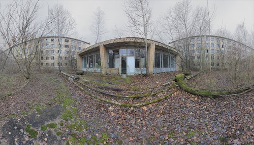 #61. Pripyat Hostel Yard 1 - XL size by Stanislav Vederskyi