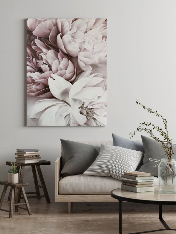 "Purple Peonies" Flowers purple pink art