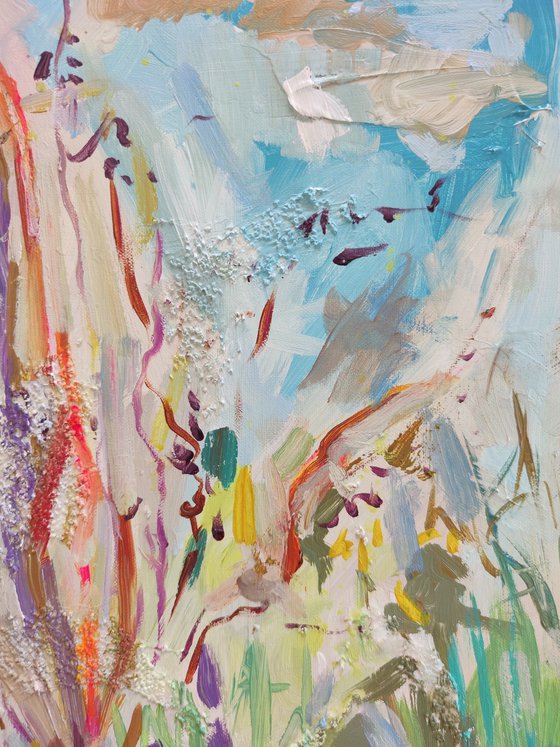 Abstract impressionist landscape painting, " And came the time of the fairies "