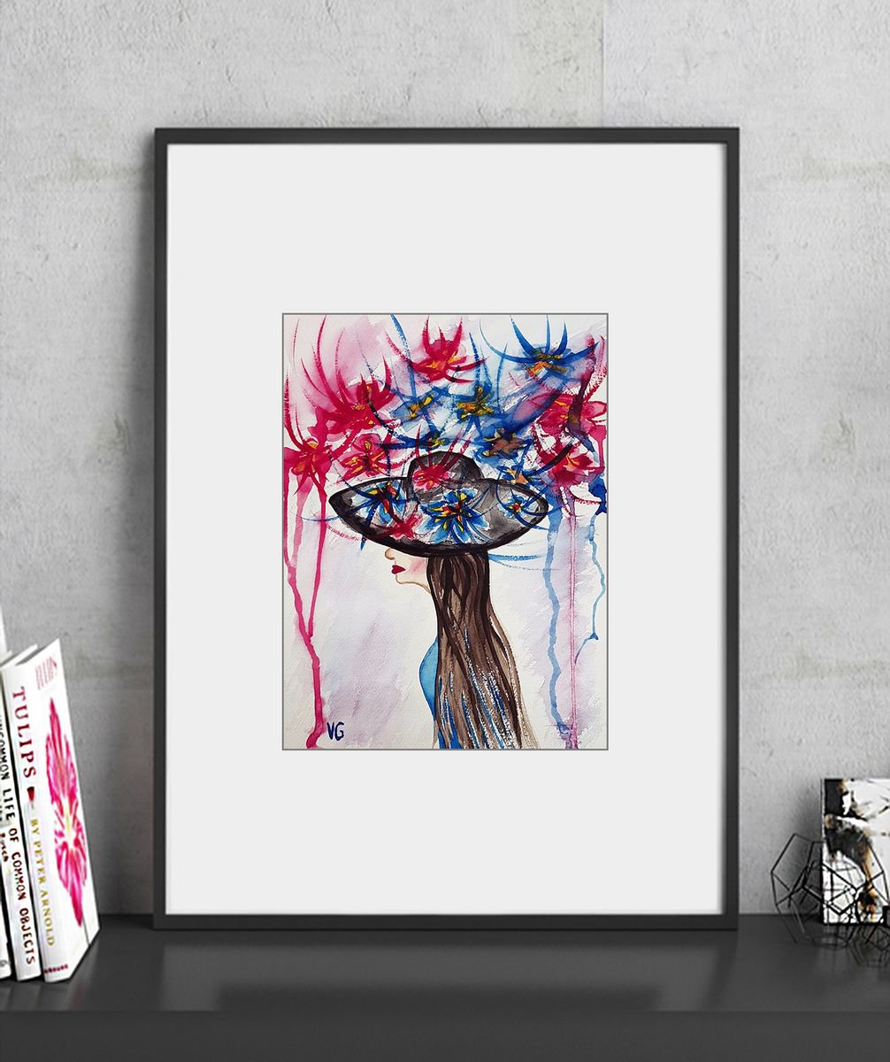 Flowers on her mind Floral Painting by Viktoriya Gorokhova