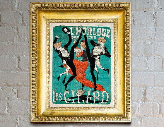 Les Girard - Collage Art Print on Large Real English Dictionary Vintage Book Page