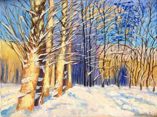 Poplars in the snow by Liubov Samoilova