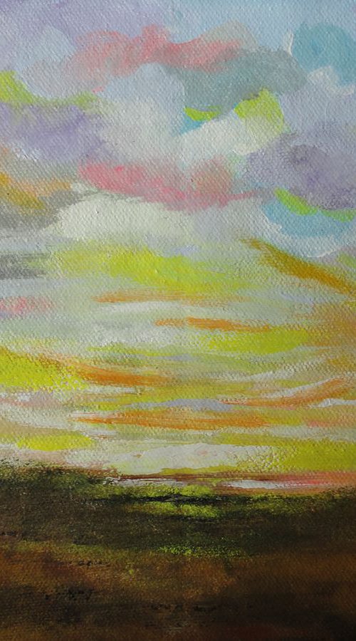 Distant Skies !! Abstract !! Abstract Landscape !! Small Painting !! by Amita Dand