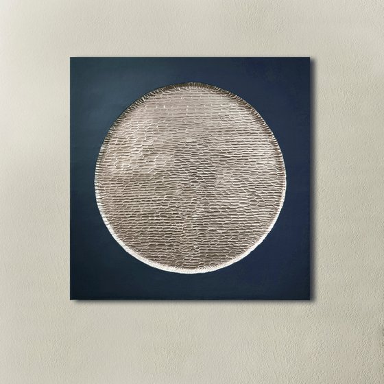 "Blue Mars" Blue silver abstract textured art