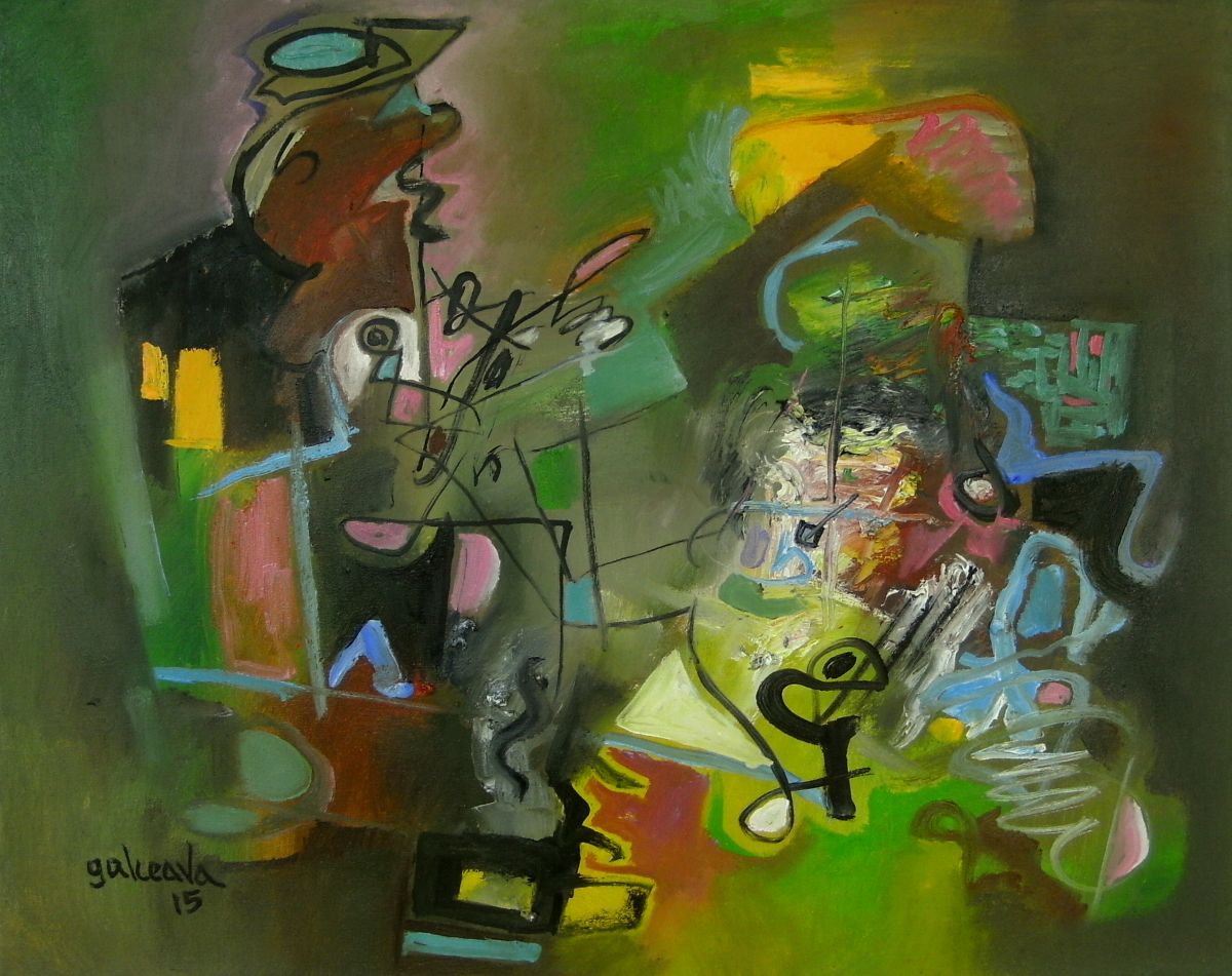 Abstract Oil Painting By Constantin Galceava, 20 X 16, Meanders, Original Artwork