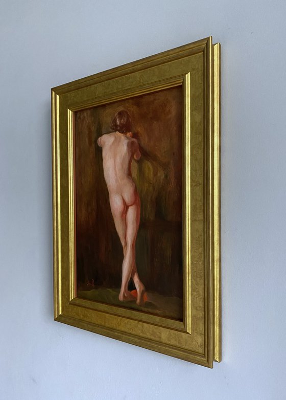 Study after William Etty Male nude figure oil painting.