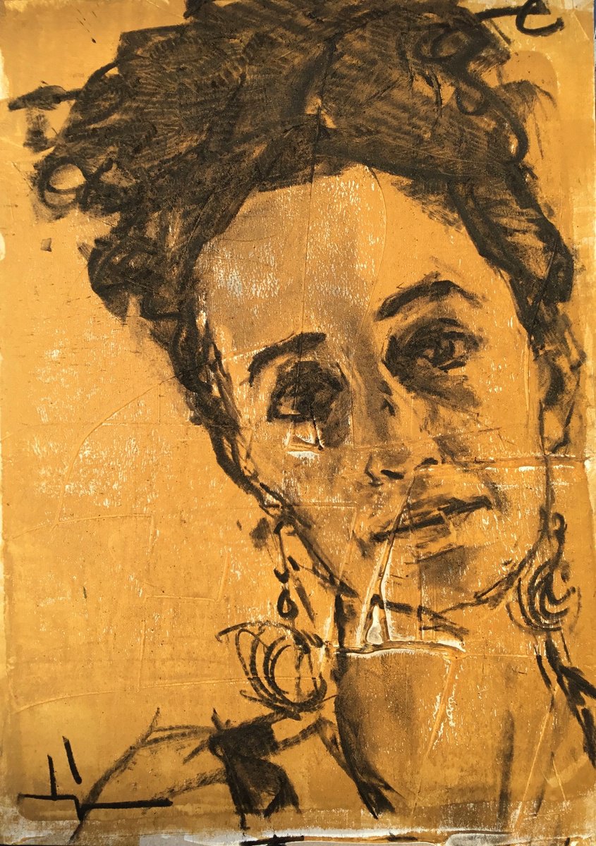 Expressive Charcoal Drawing , Tilted By Dominique Deve, 8 X 11, Artwork For Sale On Artfinder