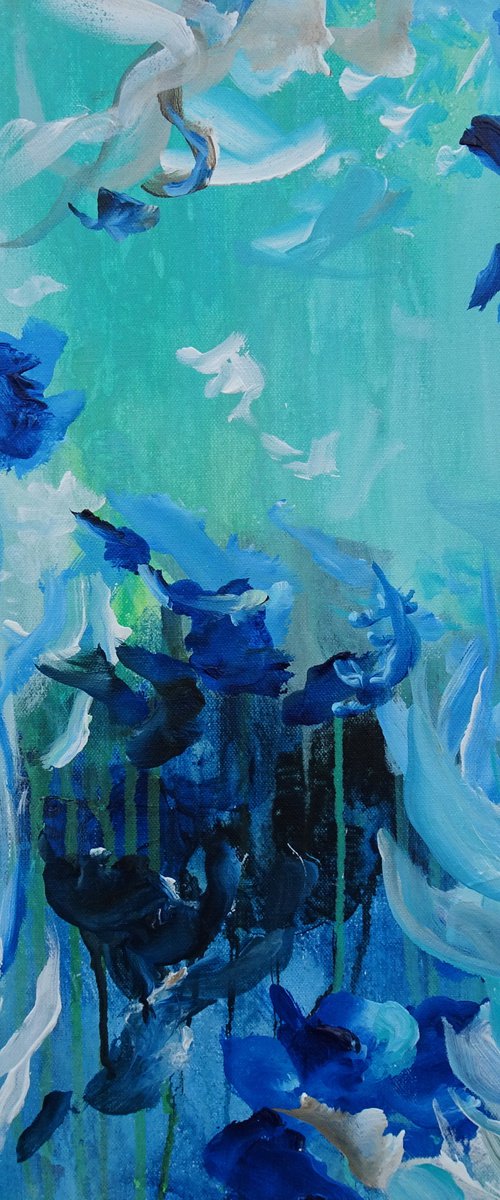 Blue Abstract Flowers I by Sveta Osborne