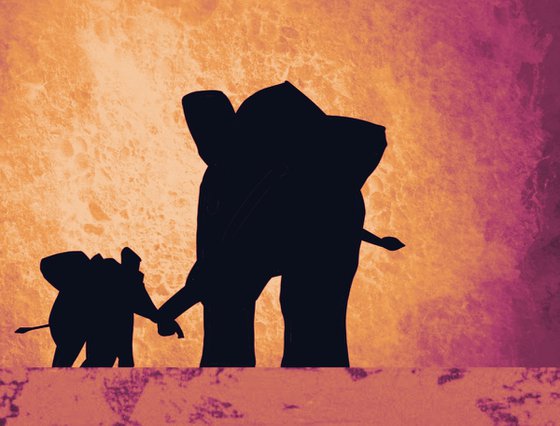 Elephants at Sunset africa animal elephant print hand to hold onto