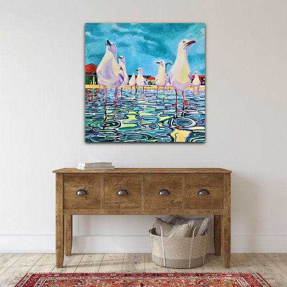 At the beach / 80 x 80  x 0.1 cm