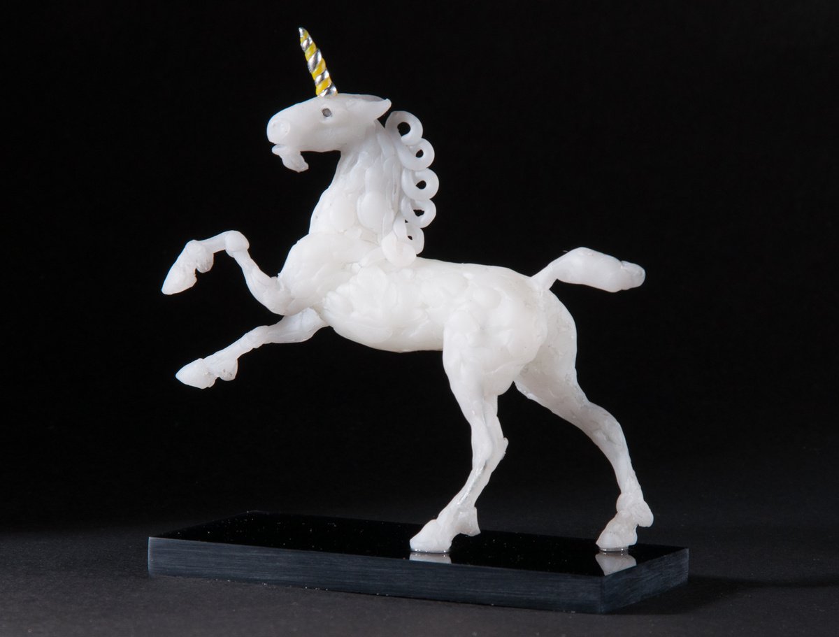 Expressive Animal Sculpture By Holly Bennett, 6 X 6, Unicorn I, Original Artwork