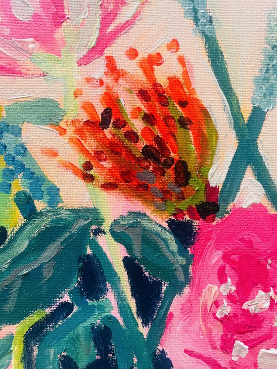 Resting Protea and Rose