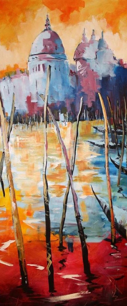 N26 City view Large colourful acrylic on Canvas 100x150cm by Lukasz Lepik