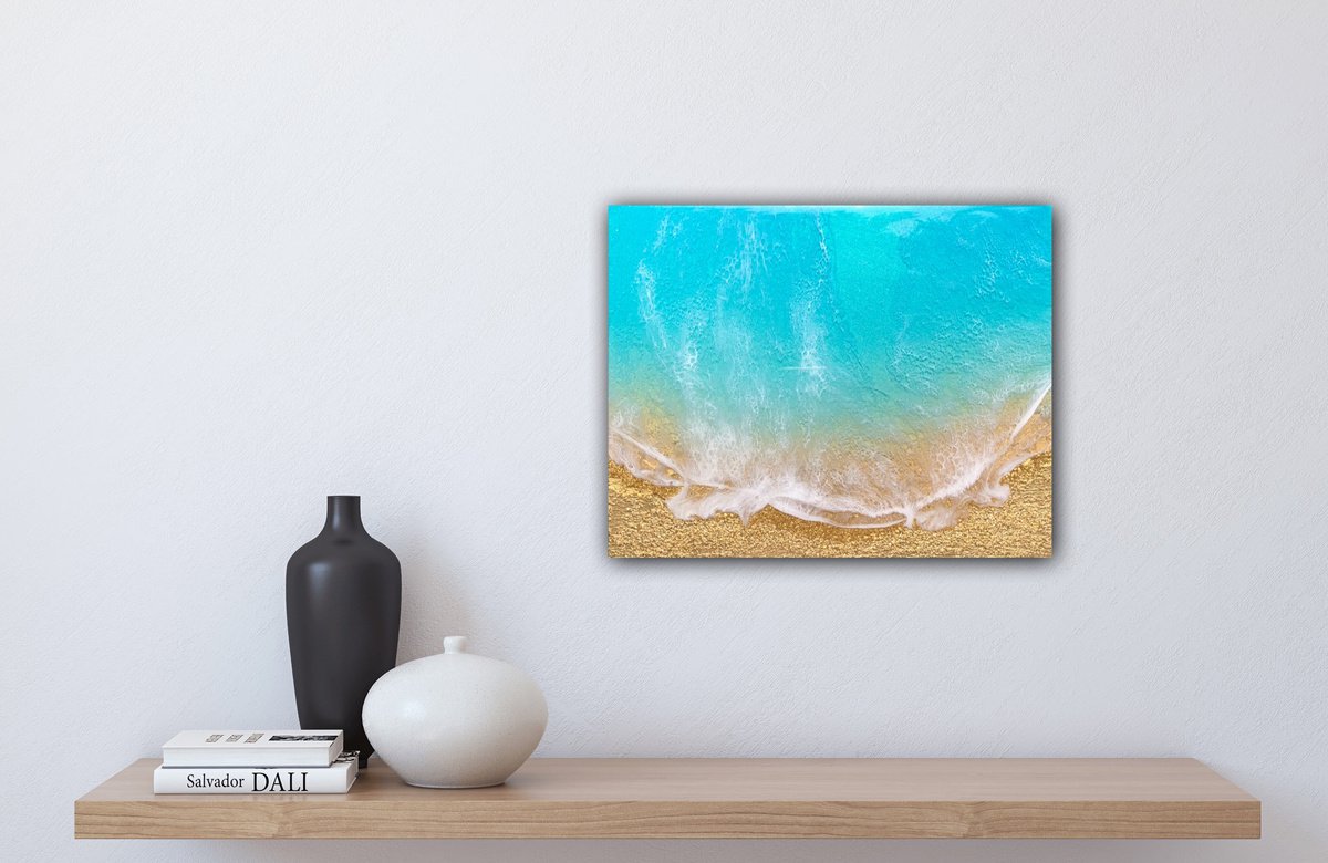 Teal Waves #27 Beachscape Painting by Ana Hefco
