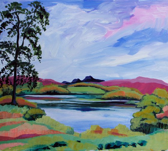 Langdale Pikes from Loughrigg Tarn