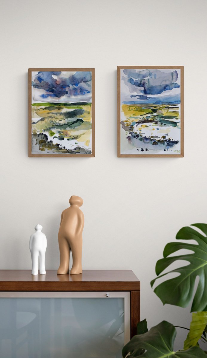 Baltic sea. Set of 2 paintings by Asta Kulikauskaite Krivickiene