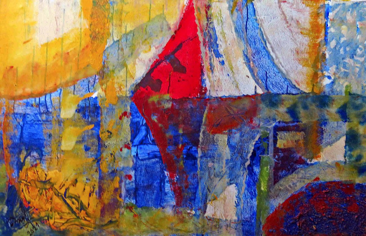 Geometric Painting , Regates By Jacques Donneaud, 45 X 30, Artwork For Sale On Artfinder
