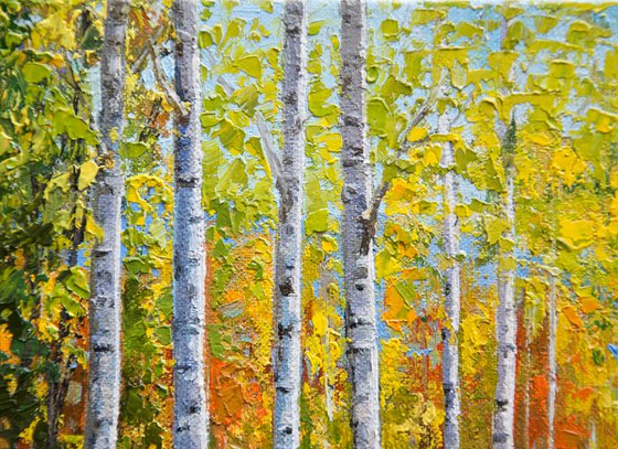 Autumn grove. Oil painting. Original Art. 12 x 12in.