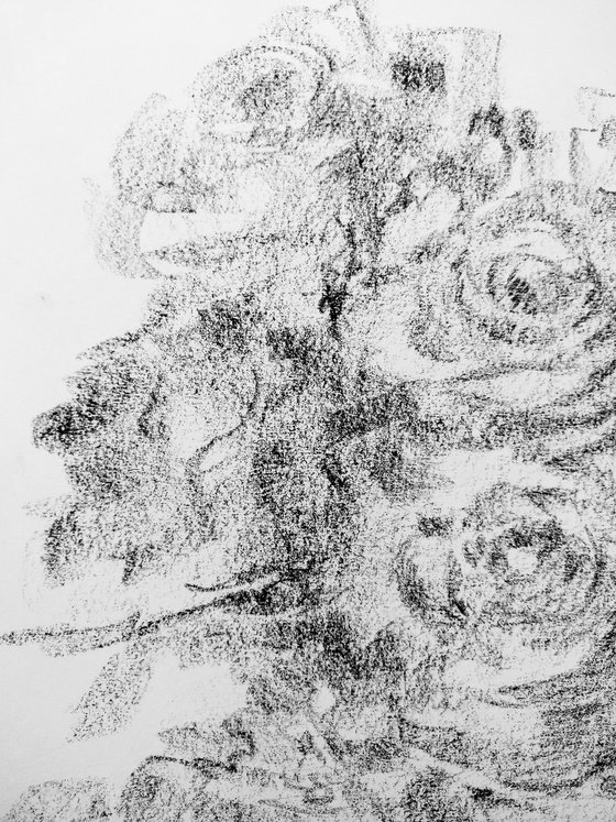 Roses #10. Original charcoal drawing