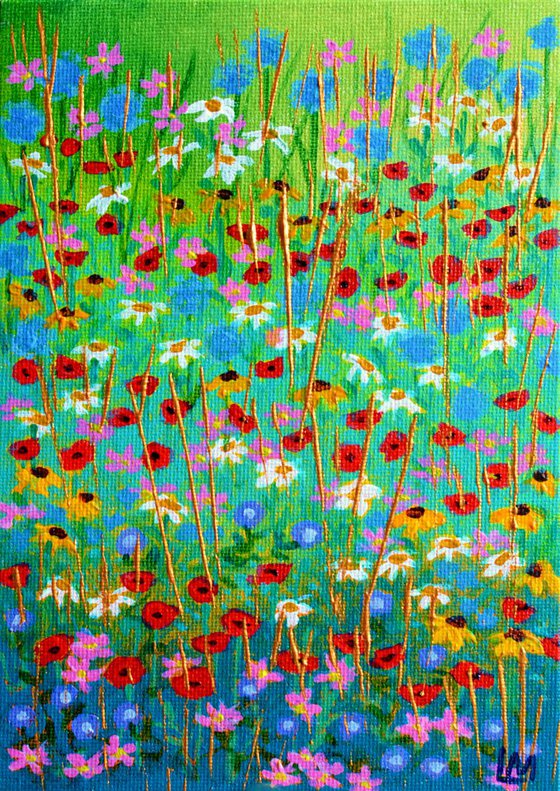 Mini Meadow 10 - poppies, alliums, rudbeckias and daisies