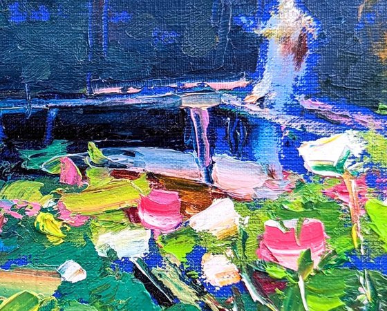 Walk among peonies bloom| Summer garden | Original oil painting