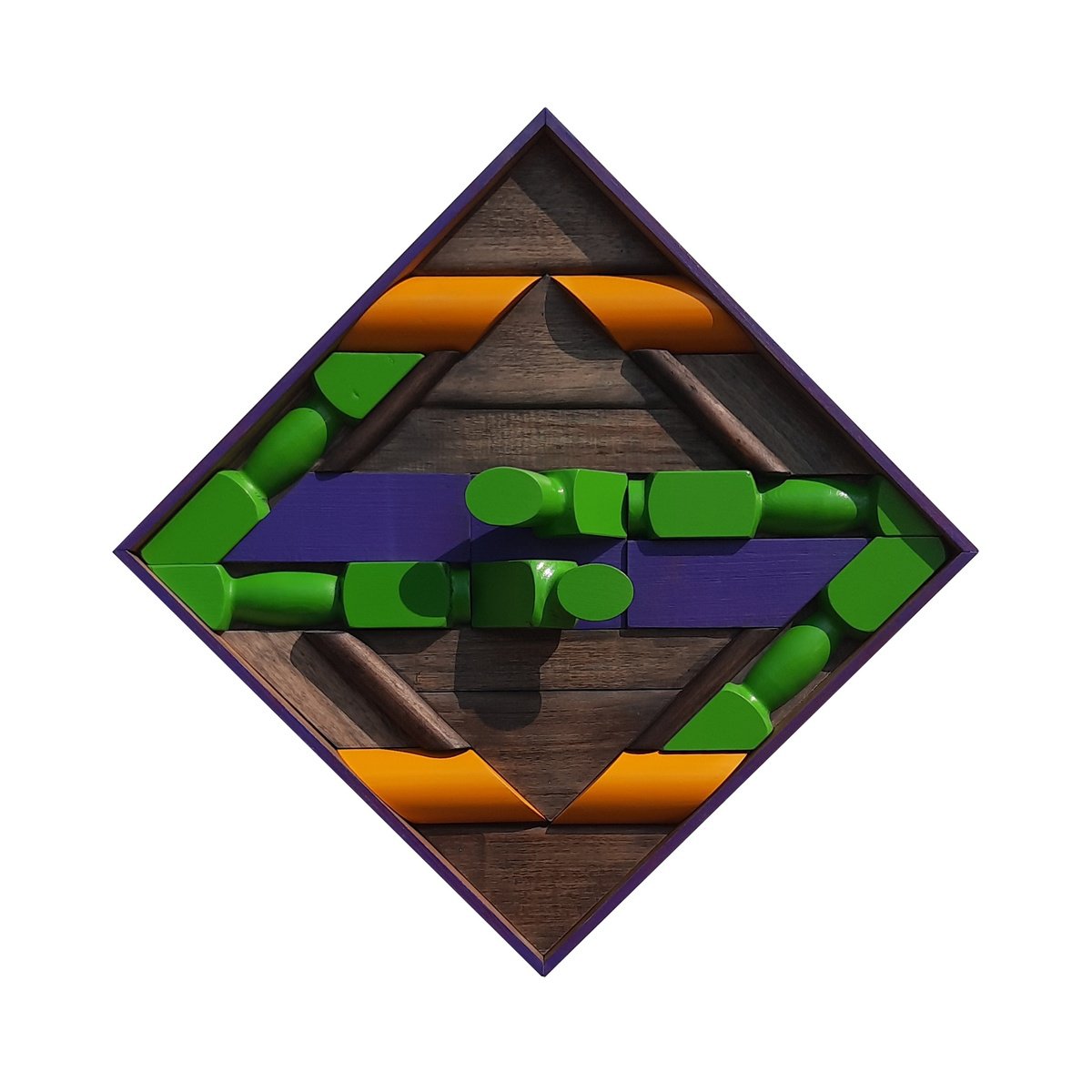 Geometric Abstract Relief By George Troyanov, 20 X 20, Contact, Original Artwork