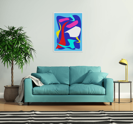 Abstract color red blue yellow white artmodern