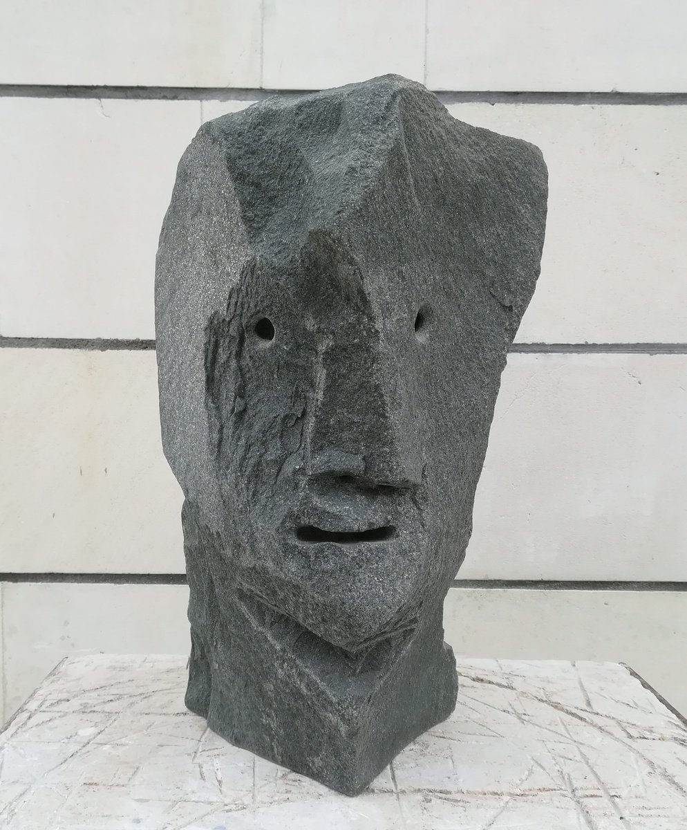 Expressive Portrait Stone Sculpture By Ognyan Chitakov, 11 X 17", "Tybalt", Original Artwork