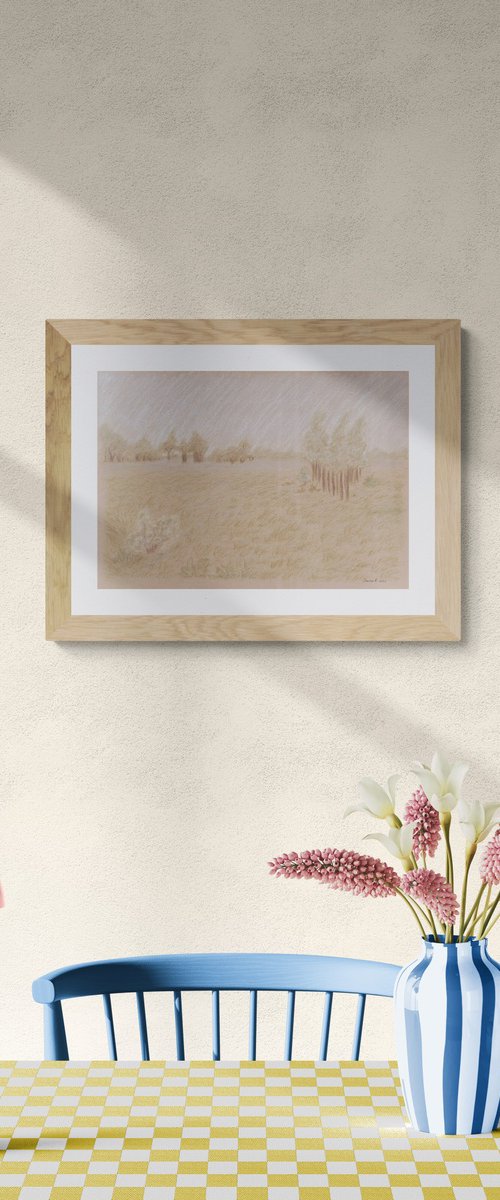 Earthy tones field landscape by Rimma Savina