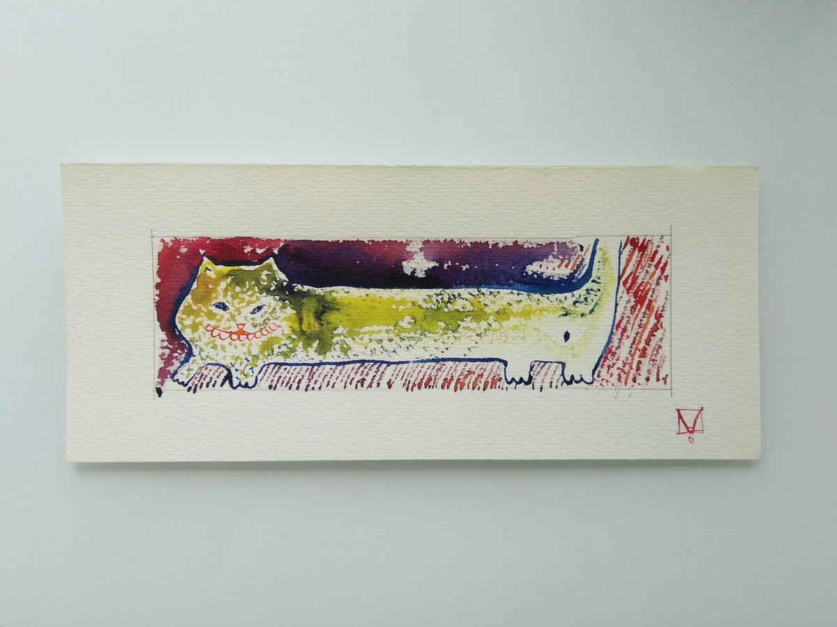 Surrealistic Animal Drawing By Marya, 10 X 4", "Summer 27", Original Artwork